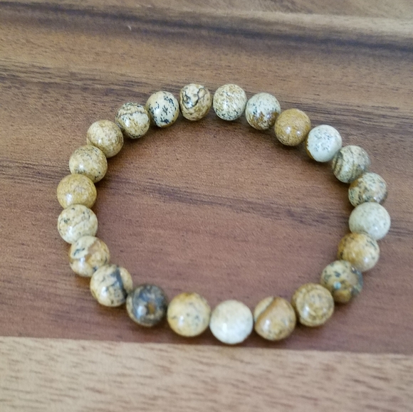 SOLD Brown Picture Jasper Beads Bracelet - Picture 5 of 12